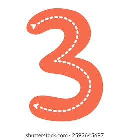 Tracing Numbers, Handwriting Practice, Preschool Learning. Tracing Number 3