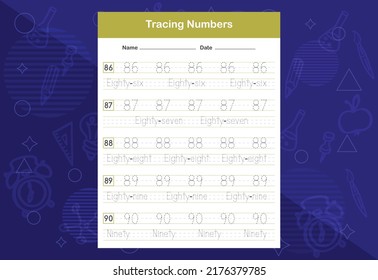 Tracing Numbers Worksheets. An educational worksheet for kids. Learn Numbers.