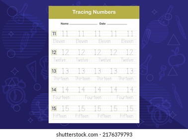 Tracing Numbers Worksheets. An educational worksheet for kids. Learn Numbers.