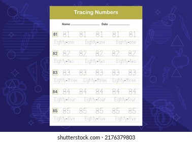 Tracing Numbers Worksheets. An educational worksheet for kids. Learn Numbers.