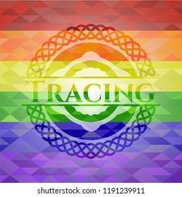 Tracing on mosaic background with the colors of the LGBT flag