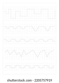 Tracing page practice, grey, vector background illustration