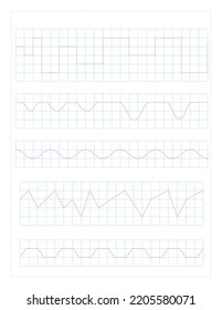 Tracing page practice, red,blue,  vector background illustration