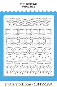 tracing practice kids prewriting worksheet little stock vector royalty free 1811551924 shutterstock