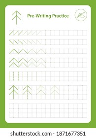 Tracing practice for kids. Pre-writing worksheet for little children. Preschool or kindergarten handwriting practice. Fine motor skills. Educational activity children game. Vector illustration