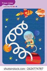 Tracing practice for kids. Pre-writing worksheet for little children. Preschool or kindergarten handwriting practice.