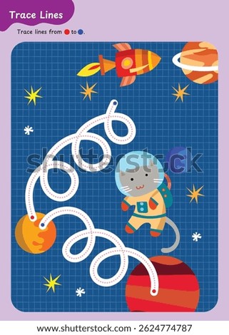 Tracing practice for kids. Pre-writing worksheet for little children. Preschool or kindergarten handwriting practice.