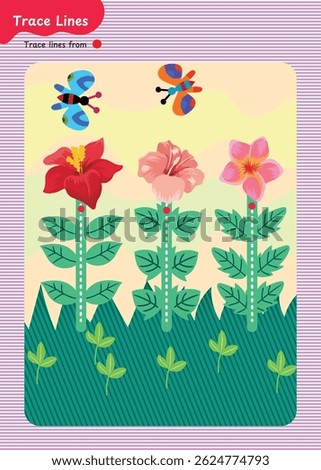 Tracing practice for kids. Pre-writing worksheet for little children. Preschool or kindergarten handwriting practice.