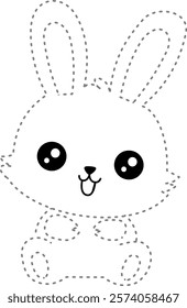 Tracing Rabbit so cute for design coloring book for kids.