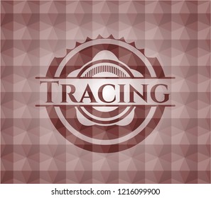 Tracing red seamless badge with geometric pattern.