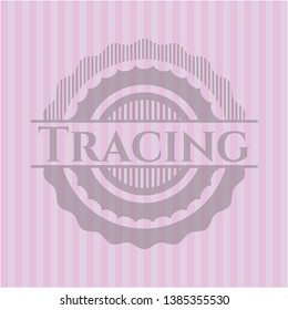 Tracing retro style pink emblem. Vector Illustration. Detailed.