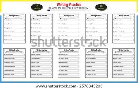 Tracing sentence worksheet for children