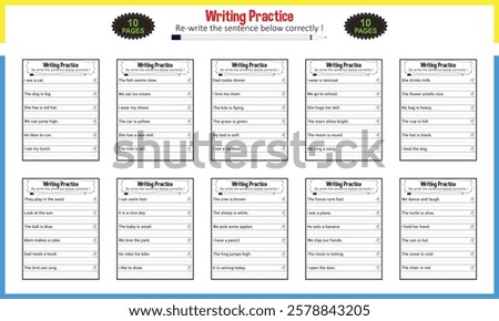 Tracing sentence worksheet for children