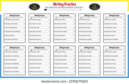 Tracing sentence worksheets for grade 1