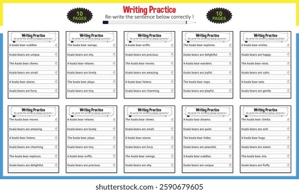 Tracing sentence worksheets for grade 1