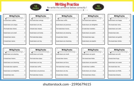 Tracing sentence worksheets for grade 1