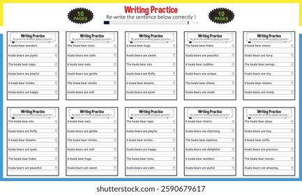 Tracing sentence worksheets for grade 1