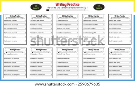 Tracing sentence worksheets for grade 1