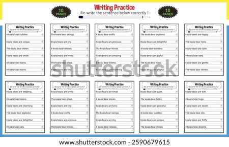 Tracing sentence worksheets for grade 1