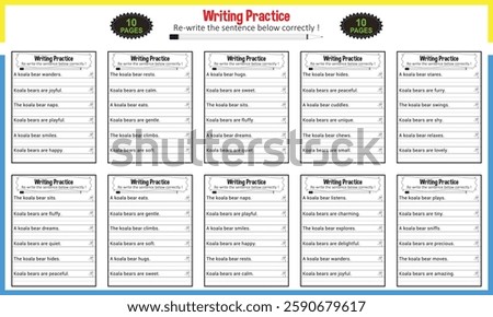Tracing sentence worksheets for grade 1