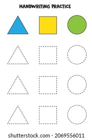 Tracing Shapes Kids Trace Triangle Square Stock Vector (Royalty Free ...