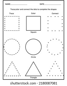 Tracing Shapes Learn Shapes Geometric Figures Stock Vector (Royalty ...