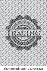 Tracing shiny silver emblem. Scales pattern. Vector Illustration. Detailed.