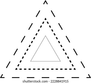 Tracing triangle shape broken line element for preschool, kindergarten and Montessori kids prewriting, drawing and cutting practice activities in vector illustration