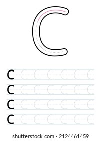 Tracing Uppercase Letter C Worksheet For Kids