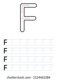 Tracing uppercase letter f worksheet for kids