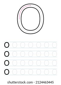 Tracing Uppercase Letter O Worksheet For Kids