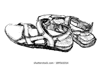 Tracing vector from hand drawing of heel strap shoes