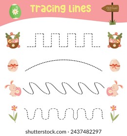 Tracing vertical lines activity for children. Tracing worksheet for kids, practising the motoric skills. Dotted Lines. Educational printable worksheet. Vector file.
