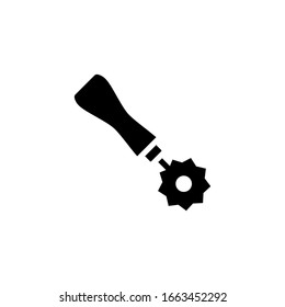 Tracing wheel glyph icon in black solid flat design icon isolated on white background