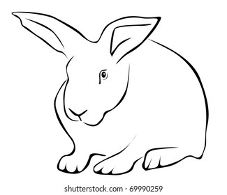Tracing of a white rabbit on a white background