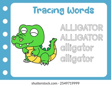 tracing the word of animal. little alligator 