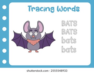 tracing the word of bats. animal fly night 