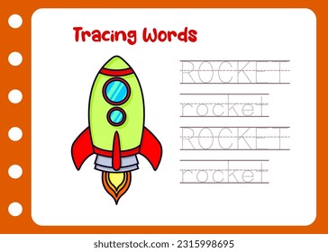 tracing the word of rocket. lesson for trace