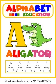 tracing words for kids, alligator vector