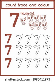 tracing words for kids, count trace and colour cat
