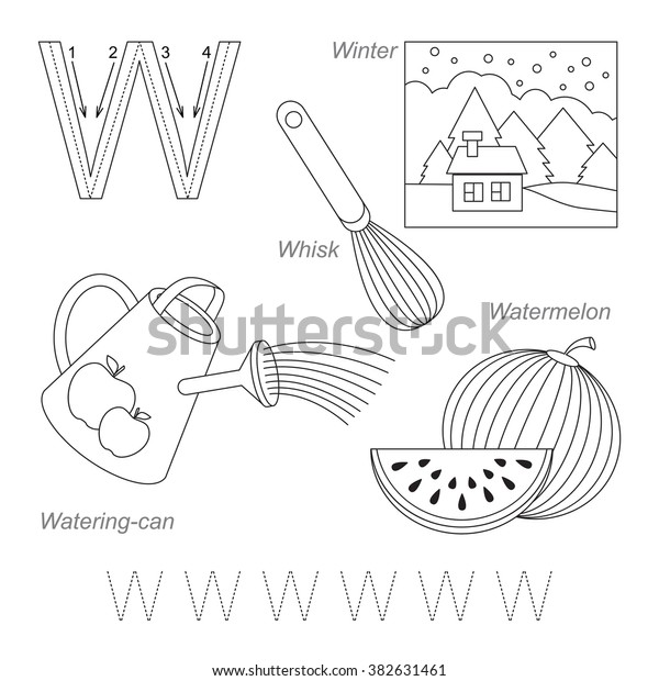 Tracing Worksheet Children Full English Alphabet Stock Vector