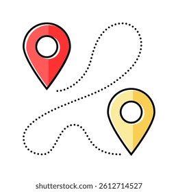 track airplane pointer map color icon vector. track airplane pointer map sign. isolated symbol illustration