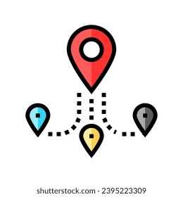 track airplane pointer place color icon vector. track airplane pointer place sign. isolated symbol illustration