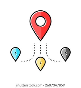track airplane pointer place color icon vector. track airplane pointer place sign. isolated symbol illustration