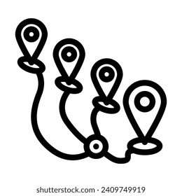 track airplane pointer place line icon vector. track airplane pointer place sign. isolated contour symbol black illustration