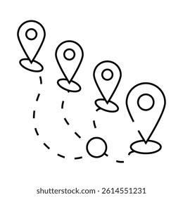 track airplane pointer place line icon vector. track airplane pointer place sign. isolated contour symbol black illustration
