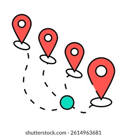 track airplane pointer place line icon vector. track airplane pointer place sign. isolated symbol illustration