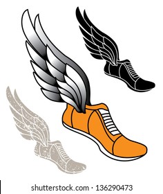 Track athletic sports running shoe logo with wings