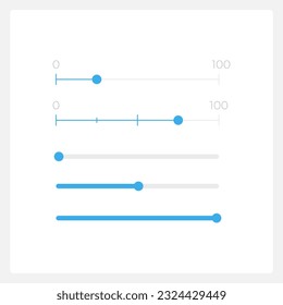 Track bar UI elements kit. Brightness scale isolated vector components. Flat navigation menus and interface buttons template. Light theme web design widget collection for mobile application