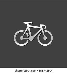 Track bike icon in metallic grey color style. Bicycle road racing